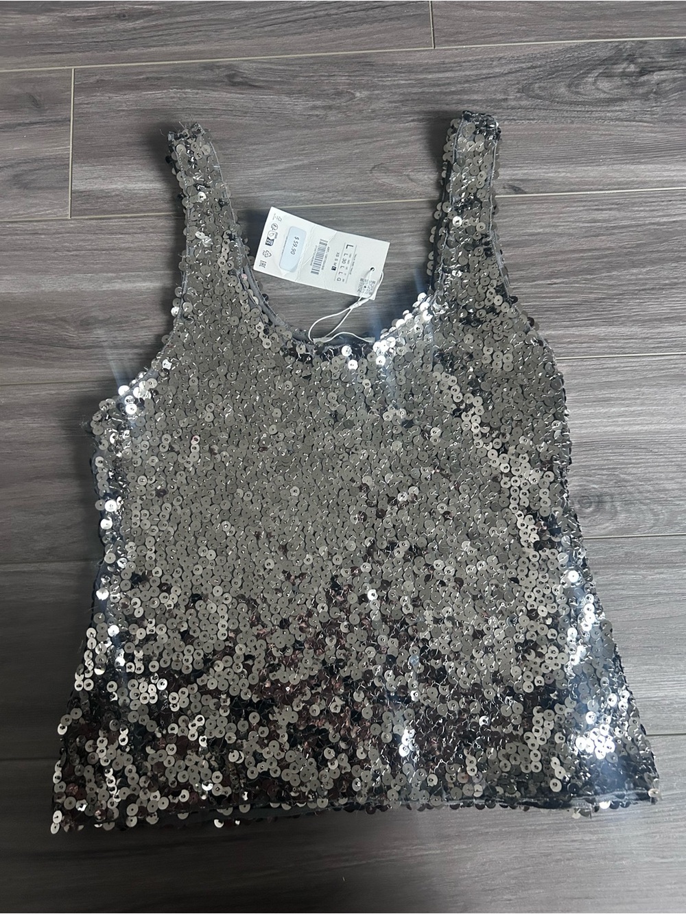 New Zara Silver Sequin Tank Top